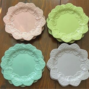 Pastel Ceramic Floral Plates Set